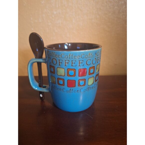 4 Piece Set Mr Coffee Café Americano Stoneware Mug & Spoon Set - Picture 8 of 9